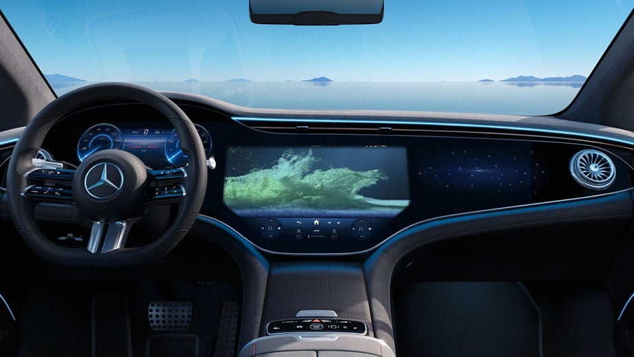 interior dashboard view of a Mercedes-Benz EQS