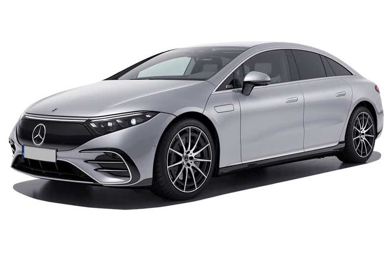 front three-quarter view of a Mercedes-Benz EQS