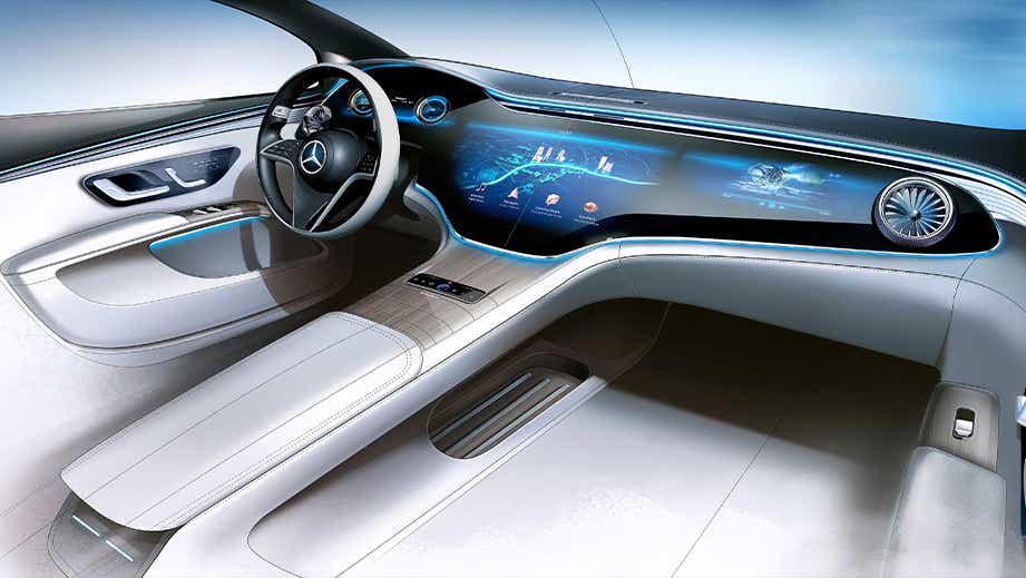 interior dashboard of a Mercedes-Benz EQS