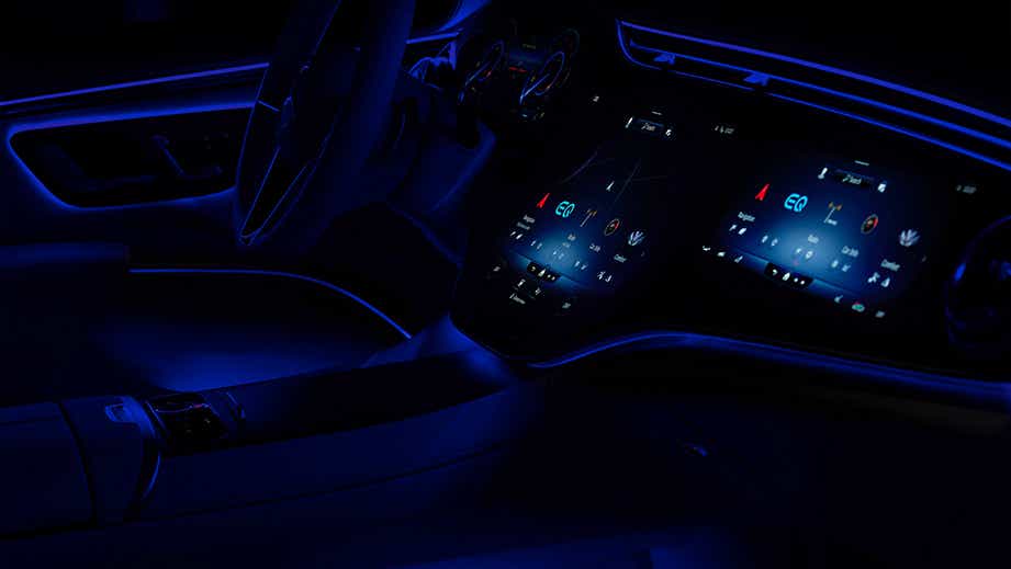 Interior dashboard of a Mercedes-Benz EQS