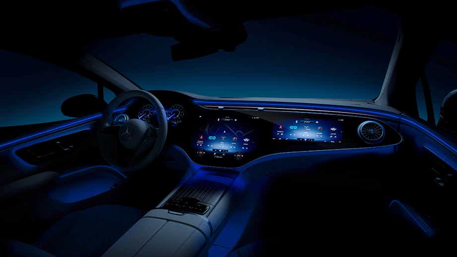 interior dashboard of a Mercedes-Benz EQS