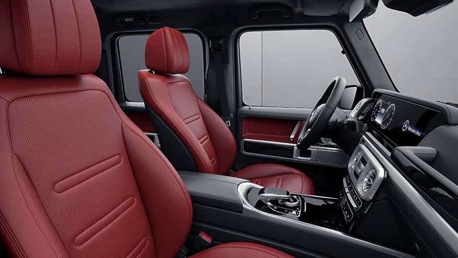 interior front seats and dashboard of a Mercedes-Benz G-Class