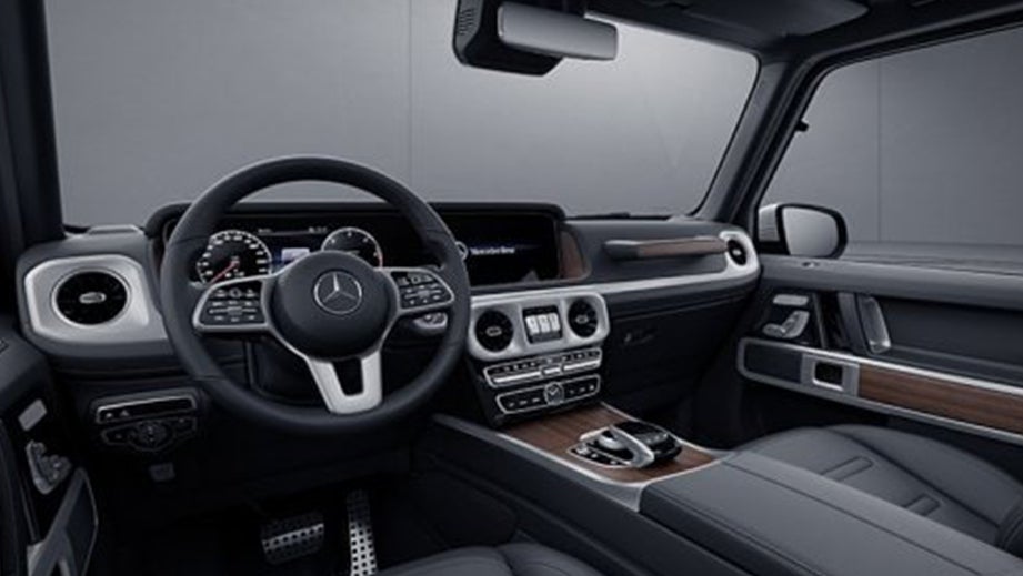 Interior dashboard view of a Mercedes-Benz G-Class