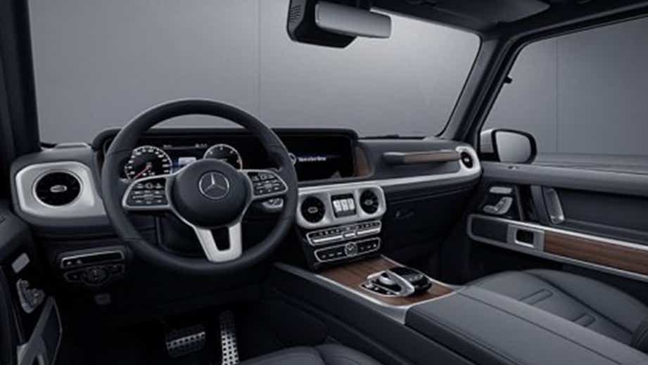 Interior dashboard view of a Mercedes-Benz G-Class