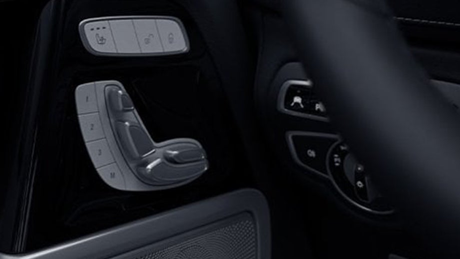 close-up of seat adjustment controls in a Mercedes-Benz G-Class