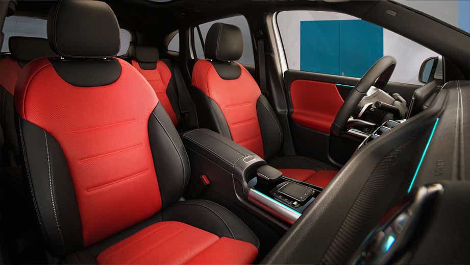 interior front seats and dashboard of a Mercedes-Benz GLA 2021-23