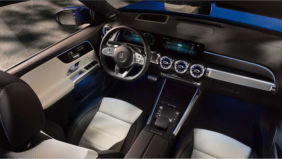 interior dashboard of a Polar White Mercedes-Benz GLB