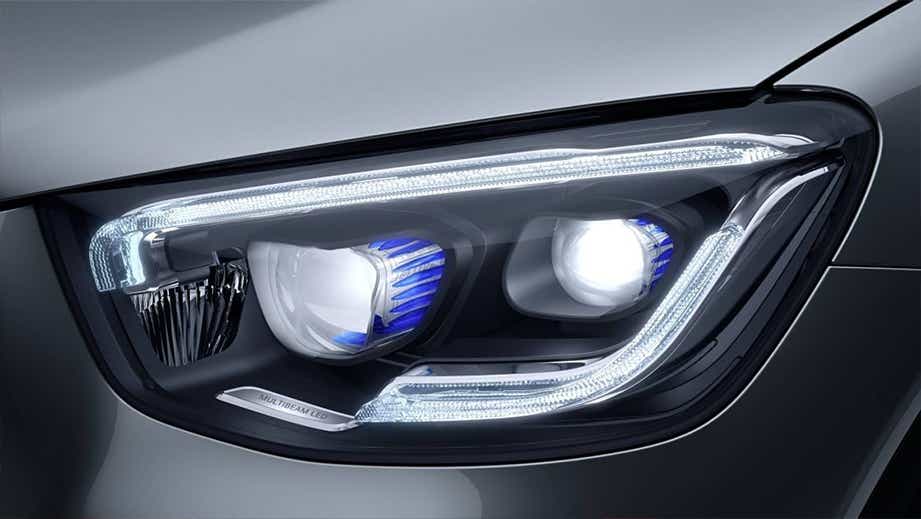 Headlight close-up of a Mercedes-Benz GLC Coupe