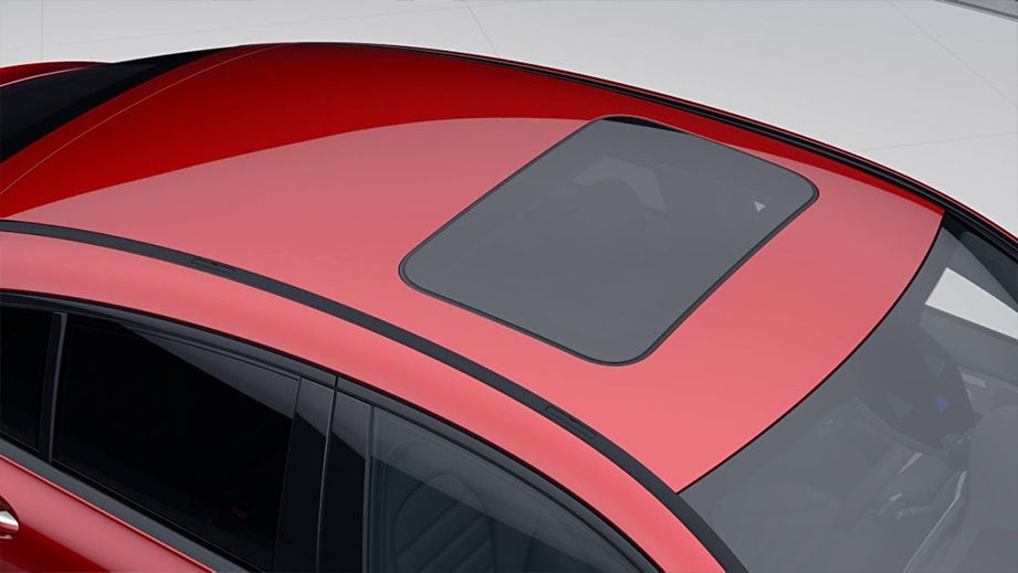 Sunroof view of a Designo Hyacinth Red Metallic Mercedes-Benz GLC Coupe