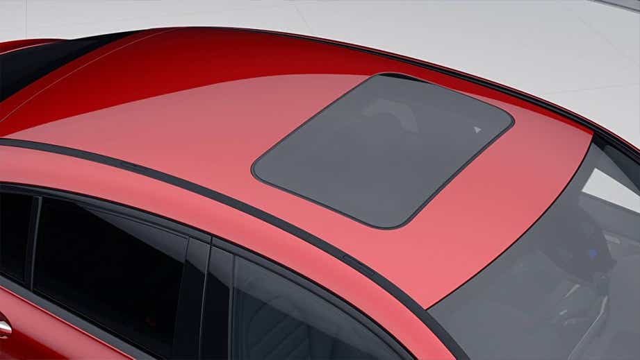 Sunroof view of a Designo Hyacinth Red Metallic Mercedes-Benz GLC Coupe