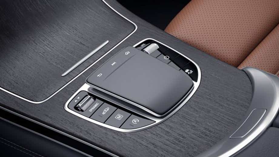 center console controls of a Mercedes-Benz GLC Coupe