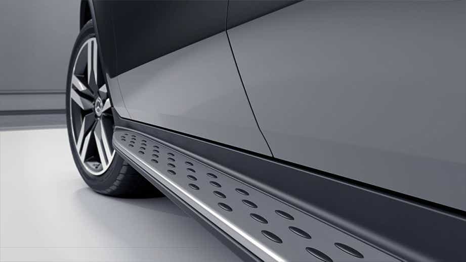 Side running board and wheel view of a Mercedes-Benz GLC Coupe