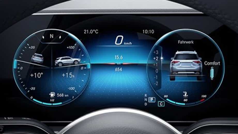 instrument cluster view of a Mercedes-Benz GLE
