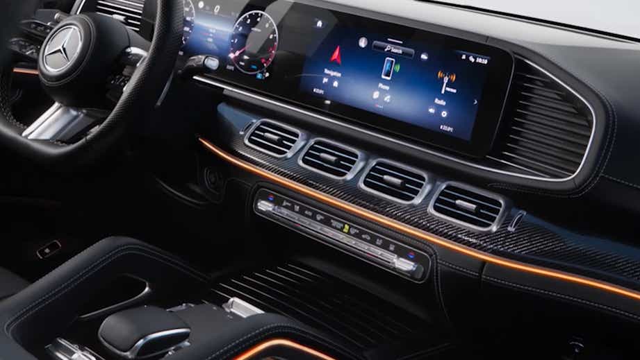 Interior dashboard view of a Mercedes-Benz GLS