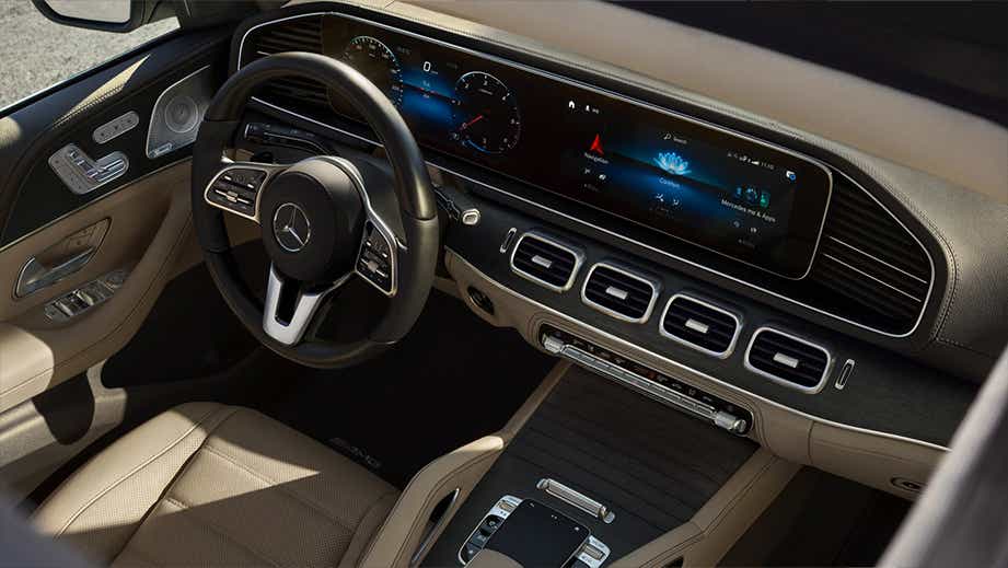 interior dashboard view of a Mercedes-Benz GLS 2021-23