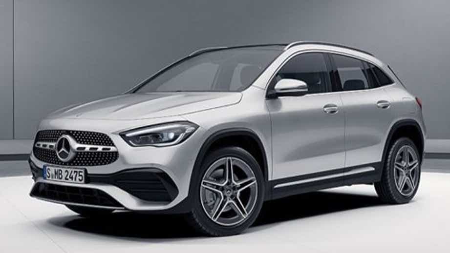front three-quarter view of a Iridium Silver Mercedes-Benz GLA
