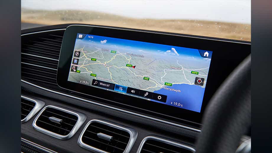 infotainment screen close-up of a Mercedes-Benz Maybach S-Class