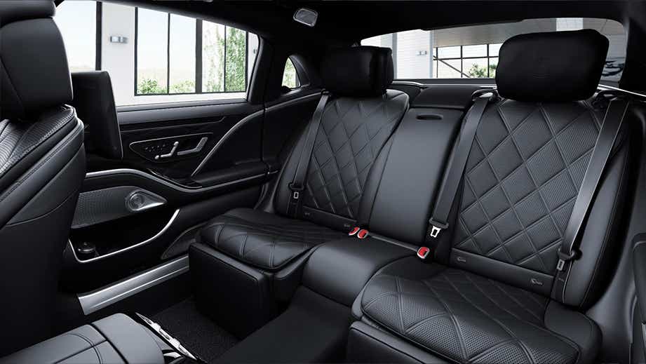 Rear seat interior of a Mercedes-Benz Maybach S-Class
