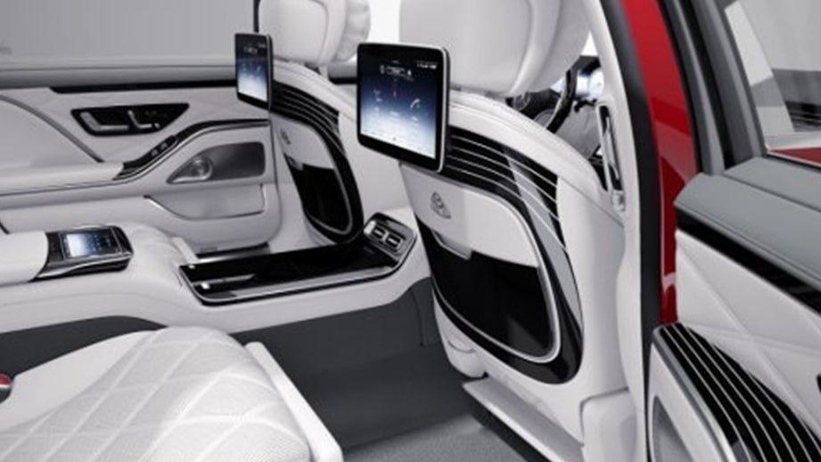 rear seat entertainment and interior of a Mercedes-Benz Maybach S-Class