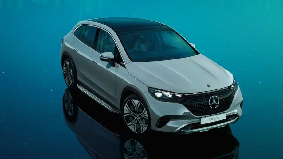 front three-quarter of a Mercedes-Benz EQE