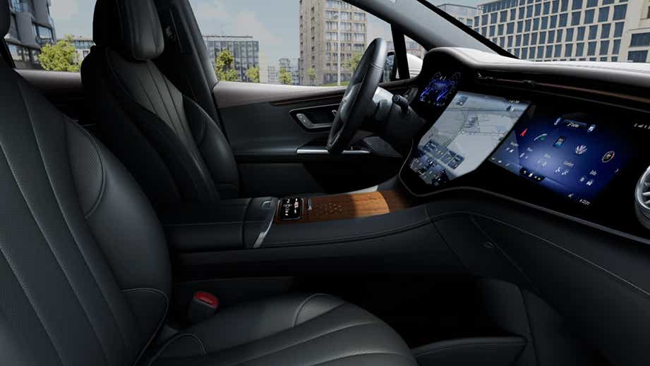 Interior dashboard and front seats of a Mercedes-Benz EQE