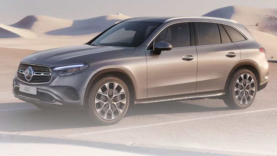 side view of a Mojave Silver Mercedes-Benz GLC