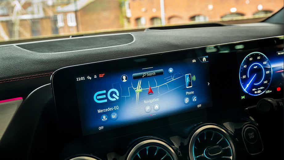 dashboard infotainment screen of a Mercedes-Benz EQA