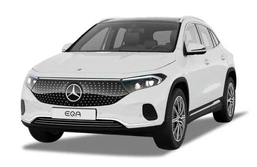 Front three-quarter of a Polar White Mercedes-Benz EQA