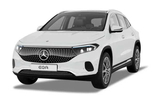 Front three-quarter of a Polar White Mercedes-Benz EQA