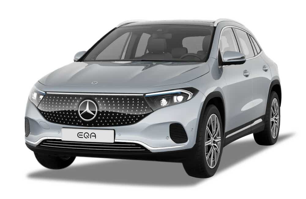 front three-quarter of a High-Tech Silver Mercedes-Benz EQA