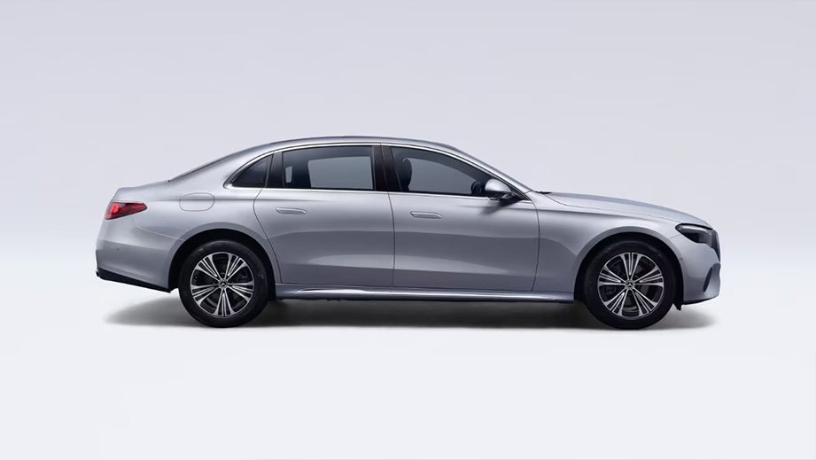 side view of a High-Tech Silver Mercedes-Benz E-Class