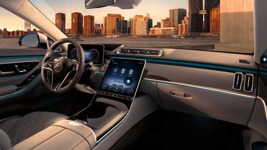 interior dashboard of a Mercedes-Benz S-Class