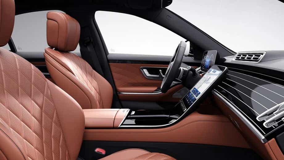 interior dashboard and front seats of a Mercedes-Benz S-Class
