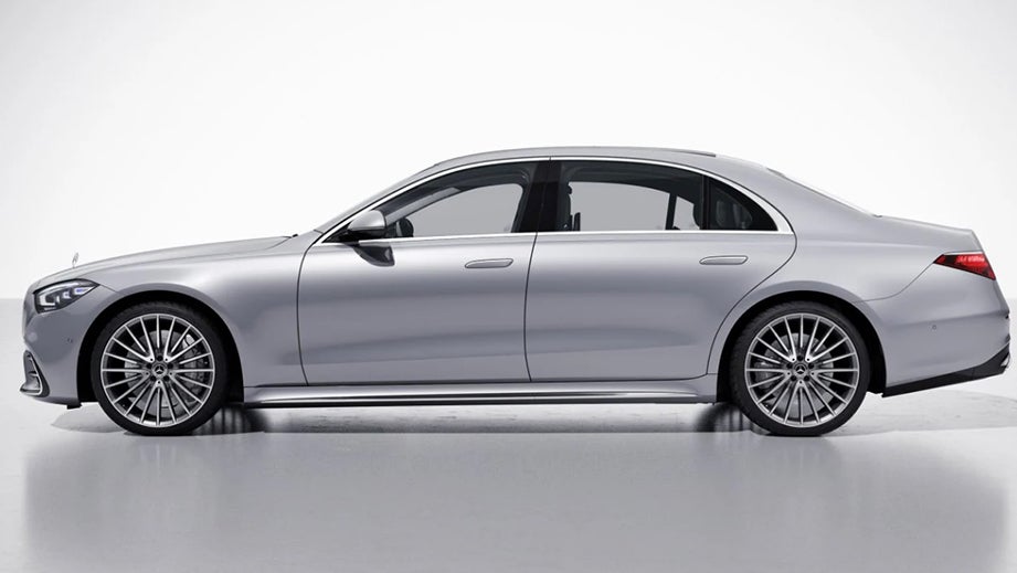 side view of a Designo Diamond White Mercedes-Benz S-Class