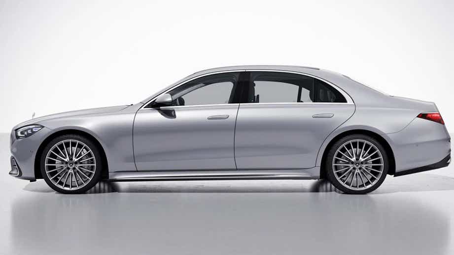 side view of a Designo Diamond White Mercedes-Benz S-Class