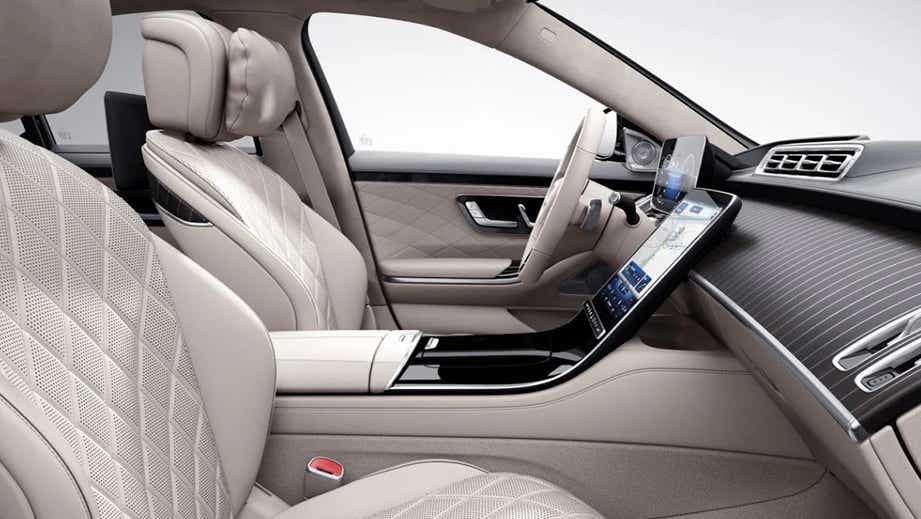 interior dashboard and front seats of a Mercedes-Benz S-Class