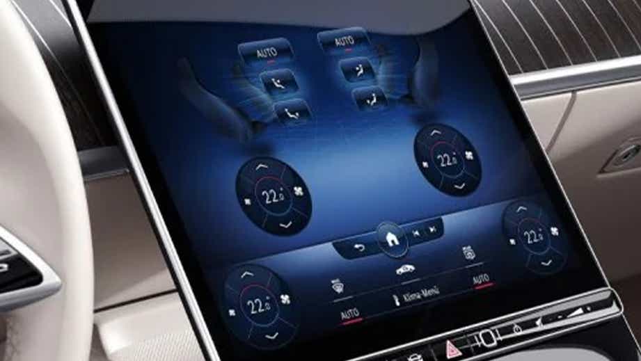 infotainment touchscreen of a Mercedes-Benz S-Class