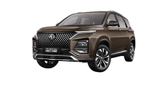 front three-quarter of a Havana Grey MG Hector Plus