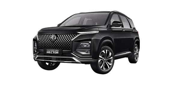 front three-quarter of a Starry Black MG Hector Plus