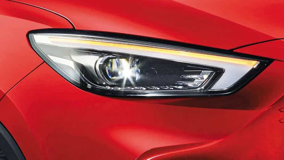 headlight close-up of a MG ZS EV