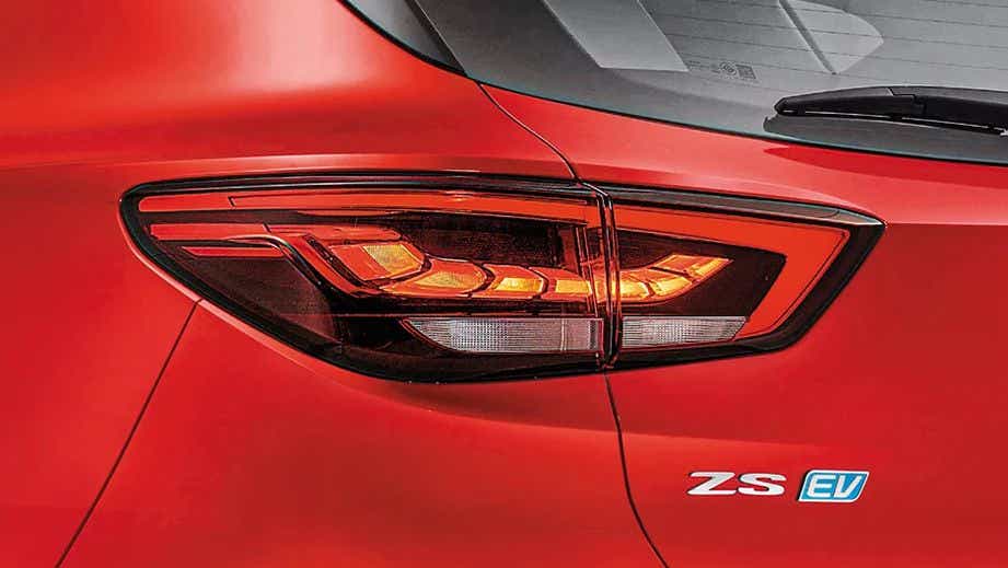 taillight close-up of a Glaze Red MG ZS EV
