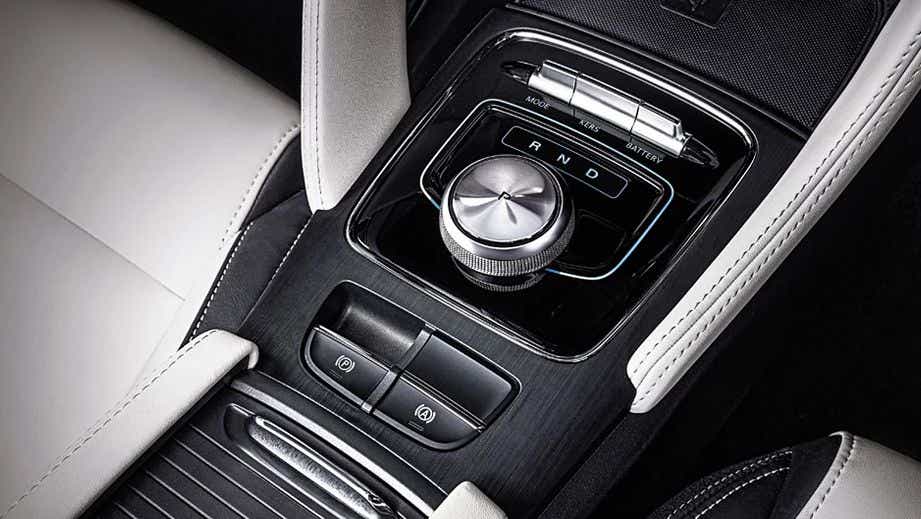 gear selector and center console of a MG ZS EV