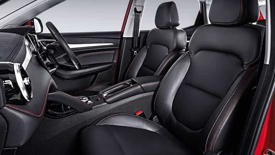 interior dashboard and seats of a MG ZS EV