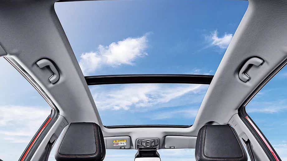 sunroof interior view of a MG ZS EV