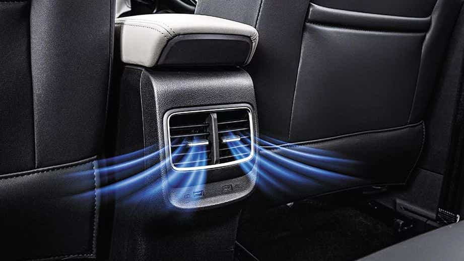 Rear AC vent view of a MG ZS EV