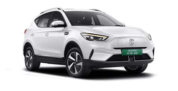 front three-quarter of a Candy White MG ZS EV