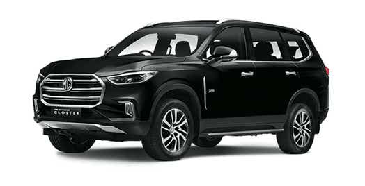 front three-quarter view of a Metal Black MG Gloster