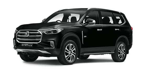 front three-quarter view of a Metal Black MG Gloster