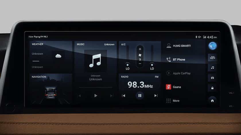 Infotainment touchscreen display of a MG Gloster