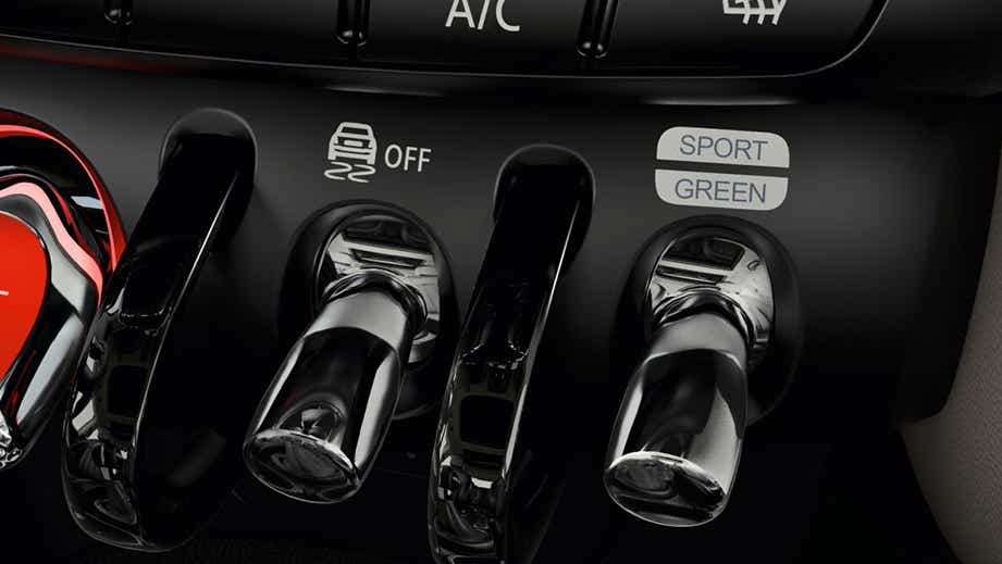 Interior dashboard switches of a Mini 3 DOOR
